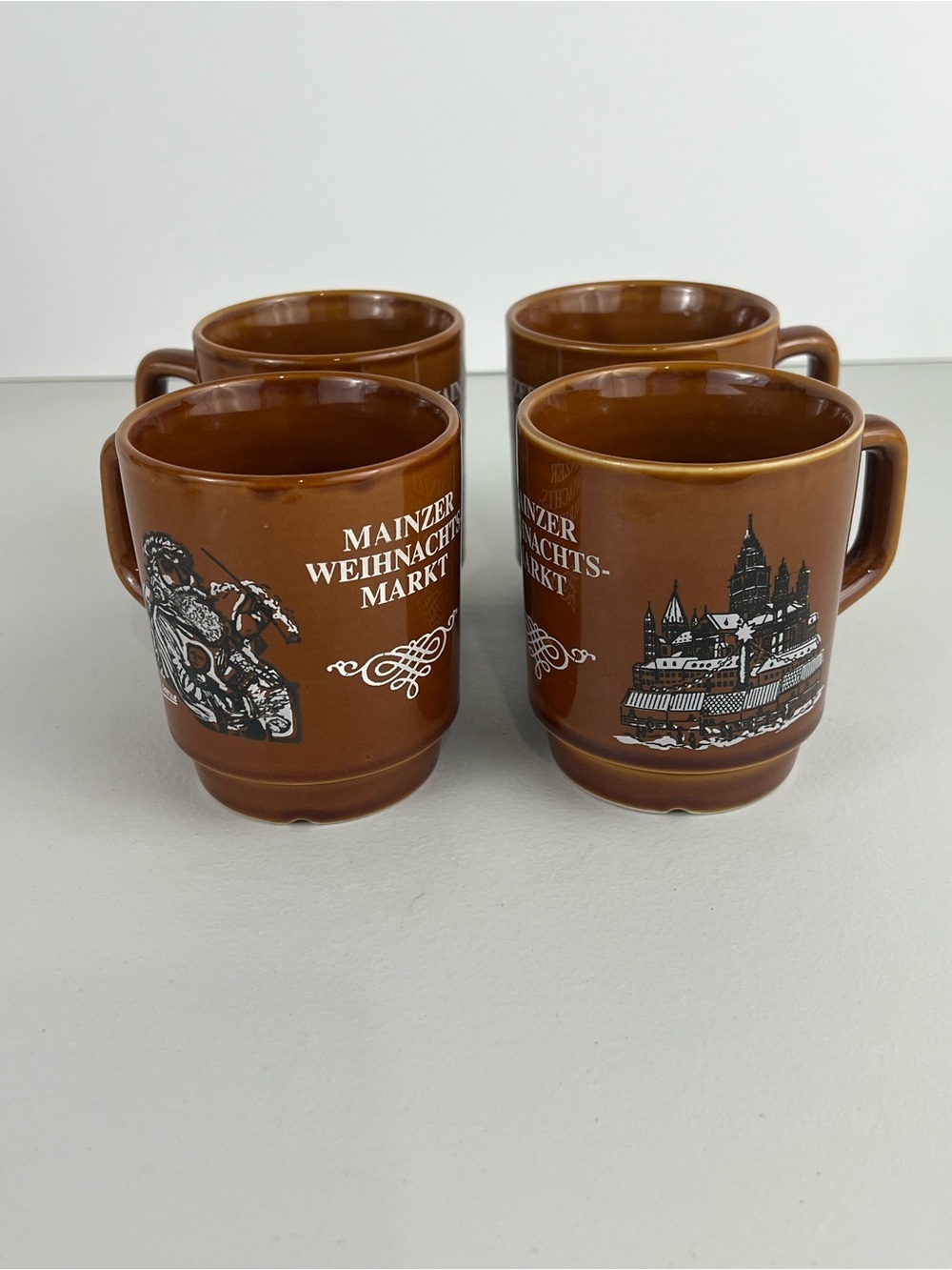 Vintage Mainzer Weihnachtsmarkt (Mainz Christmas Market) Glühwein Mugs Set of 4